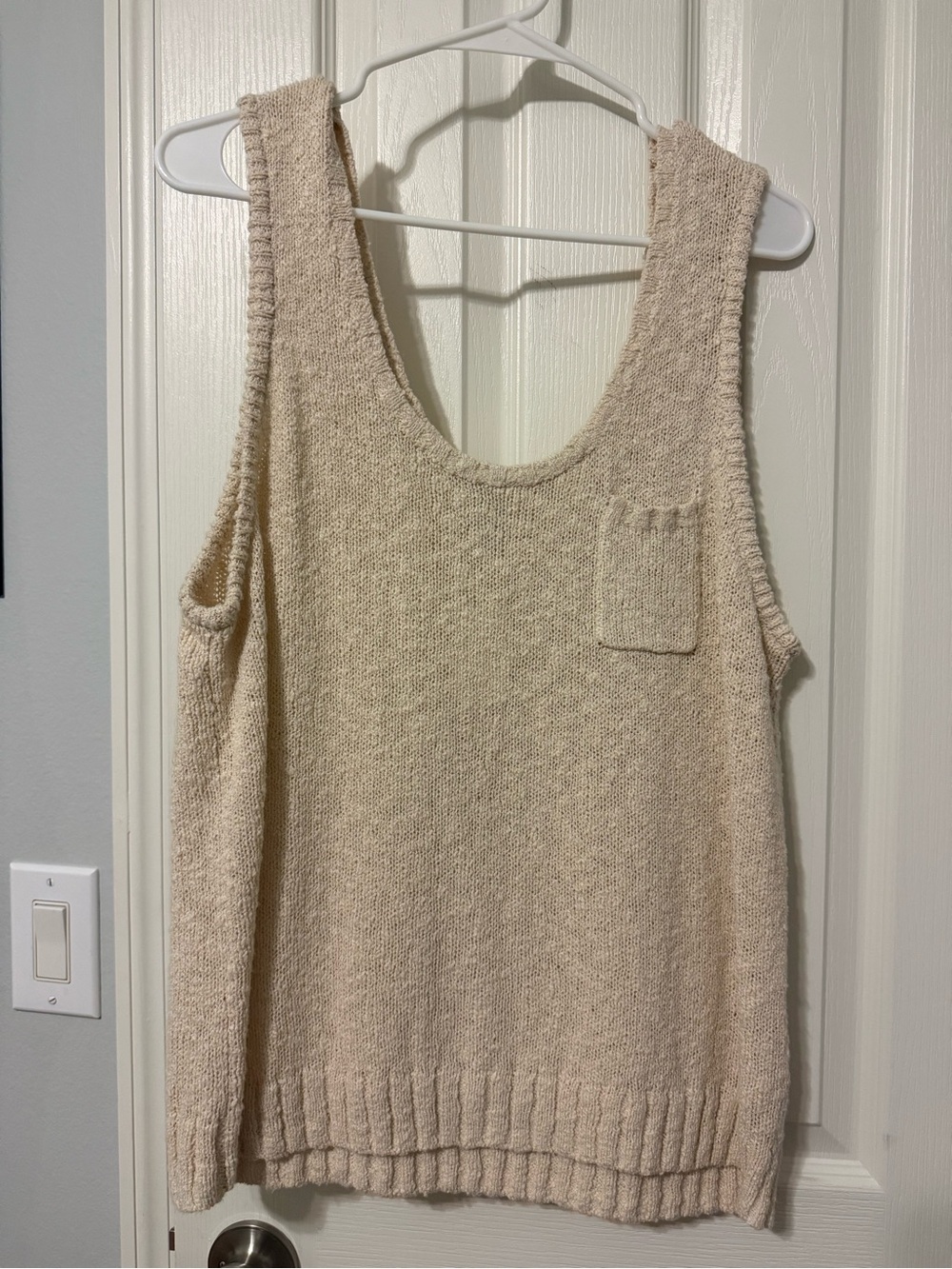 J. Crew Cream Knit Tank Sweater with Chest Pocket